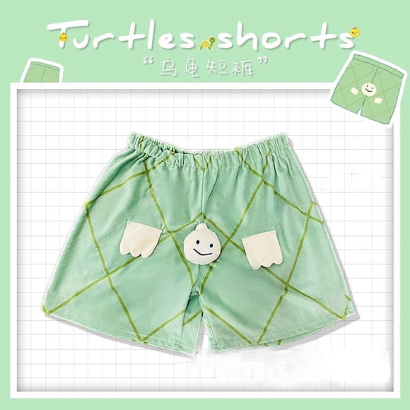 Men's Casual Shorts Cozy Pajama Bottoms with Cute 3D Turtle Cartoon Design for Sleepwear and Loungewear