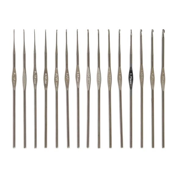 15/16 PCS Crochet Hooks Set, 0.5mm-2.7mm Aluminum Crochet Hooks Set with Large Eye Needle Knitting