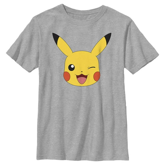 Boy's Pokemon Pikachu Wink Face Graphic Tee Athletic Heather Medium
