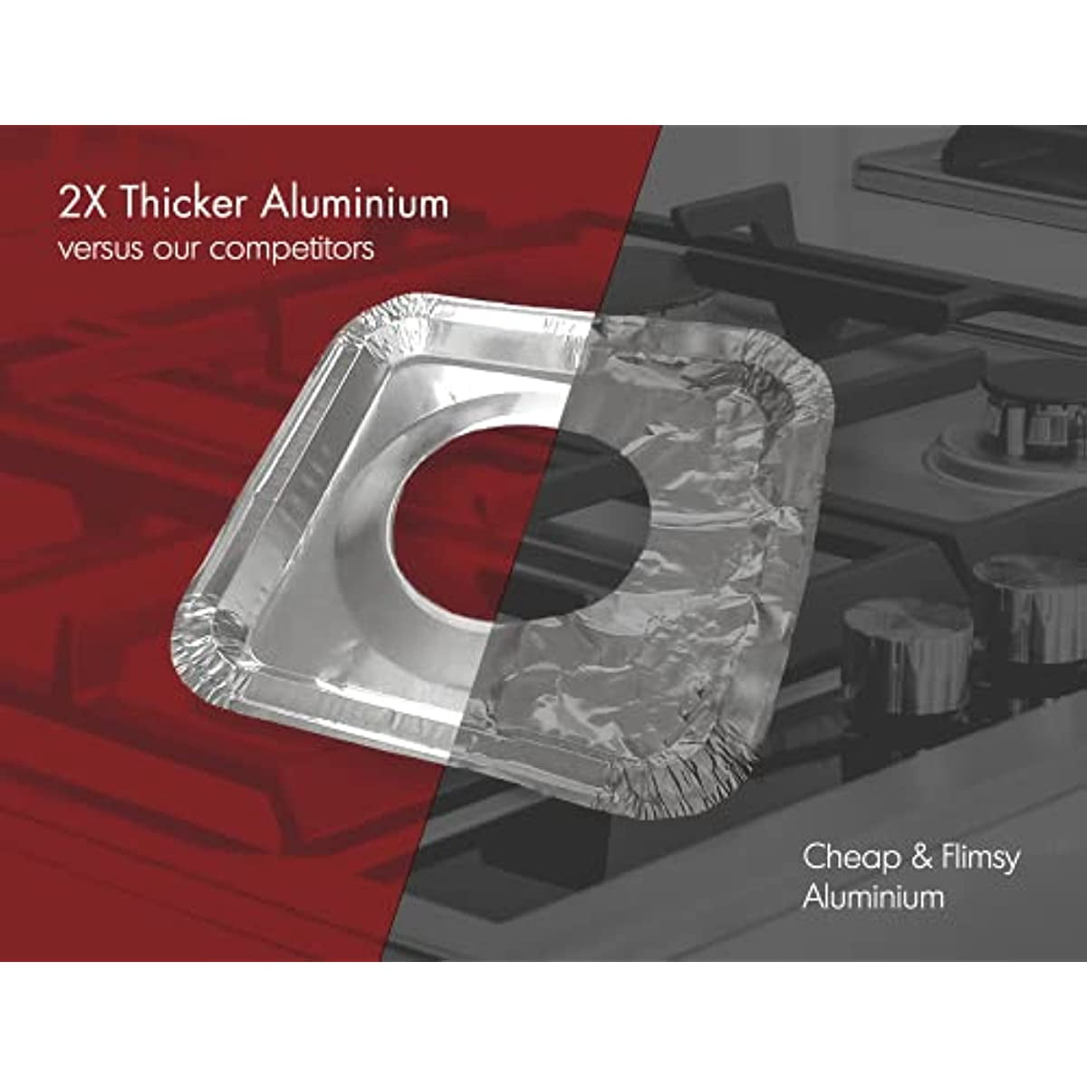 Gas Stove Burner Covers (400 Packs) | Disposable Aluminium Stove Burner Liner | 8.5 Inch Square Heat-resistant Gas Stove Protector
