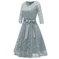 thumbnail image 1 of TIMIFIS Robe de Cocktail Élégante en Dentelle Florale à Manches Longues pour Femmes, Mode d'Automne, Col Rond, Longueur Genou, pour Fête, Robes pour Invitée de Mariage, 1 of 5