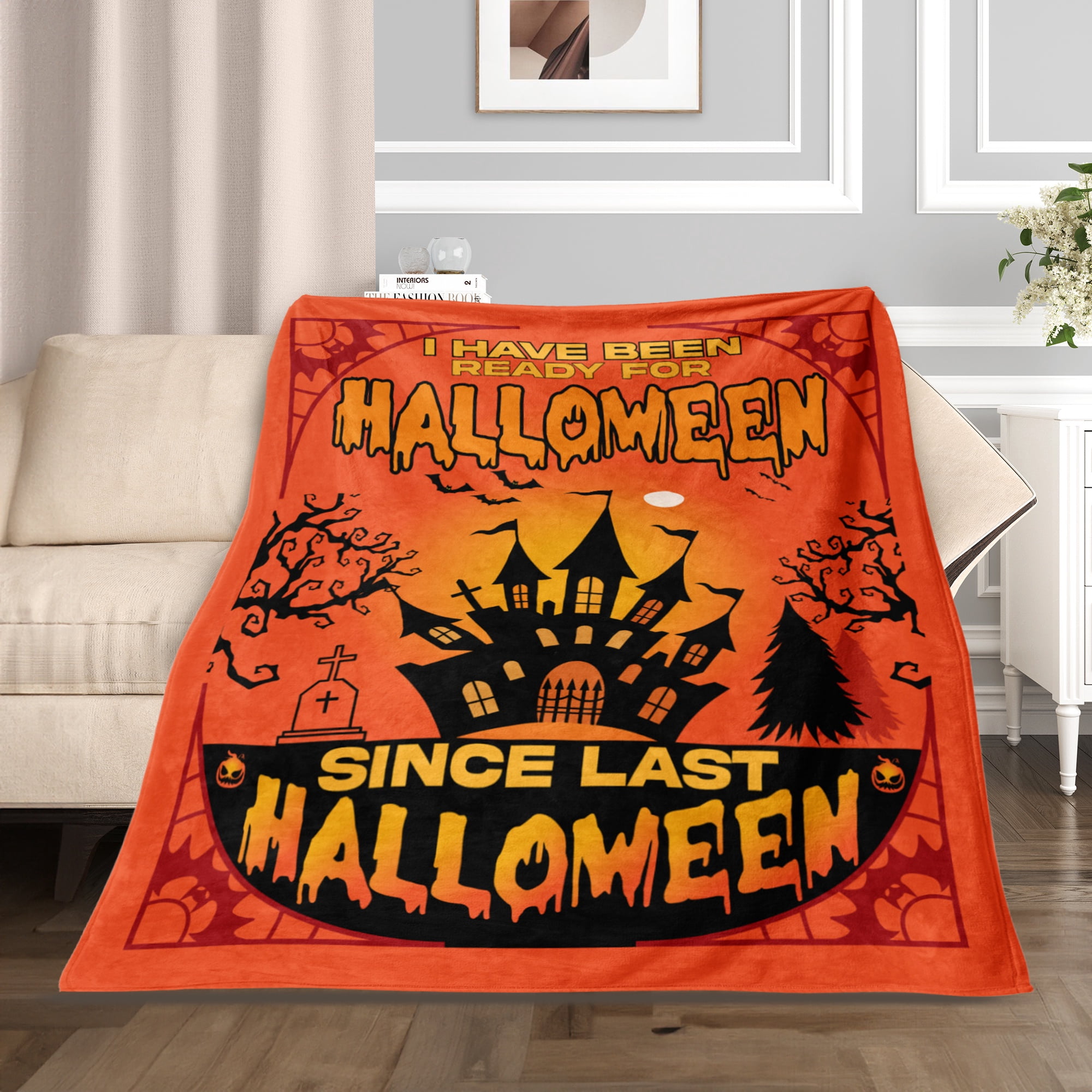 Fun Printed Halloween Throw Blanket, Soft Warm Cozy Flannel Blanket for Bedroom, Living Rooms, Couch,Sofa, Home Decor,30 x 40 in