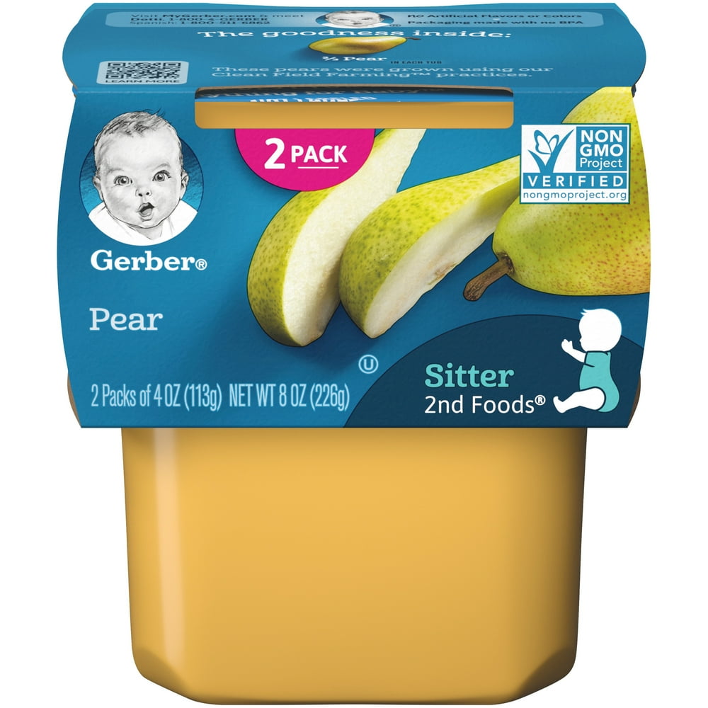 Gerber 2nd Foods Pear Baby Food, 4 oz. Tubs, 2 Count - Walmart.com