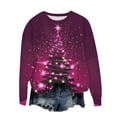 thumbnail image 3 of Craaazy Christmas Printed Shirts For Women Casual Crew Neck Tops Loose Long Sleeve Fall Sweatshirt Xmas Tree Print Funny Merry Christmas Gifts, 3 of 4