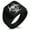 Black, variant on Stainless Steel Zombie Skull Biohazard Geometric Pattern Biker Style Polished Ring