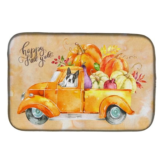 Fall Harvest Boston Terrier Dish Drying Mat
