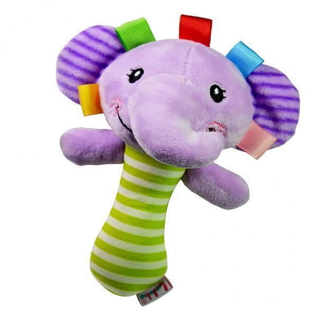 Paquete de 3 a 6 elefantes de peluche de dibujos animados para bebés y niños, sonajero de mano con campana. 6 piezas