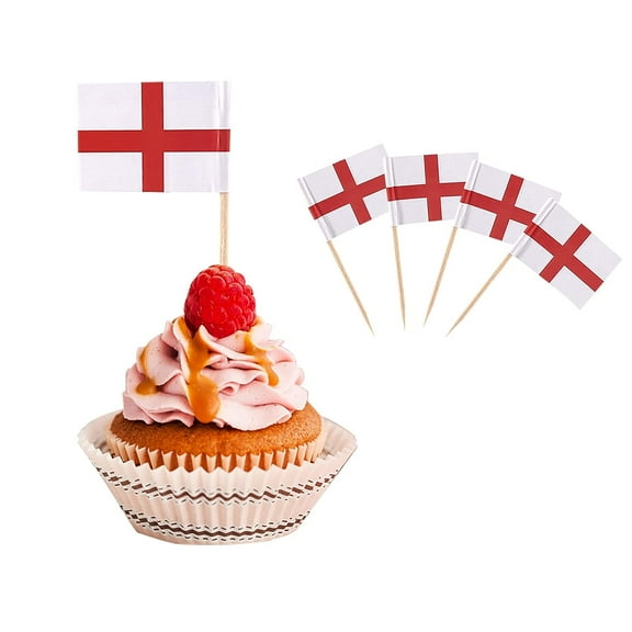 Toothpick Flags,100pcs England Flag Cupcake Toppers Cocktail Sticks for World Cup 2022 Western restaurant hamburger steak flag Country Toothpick Flag for Party Decorations Supplies