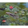 thumbnail image 2 of Larivey, Chuck 14x12 Gold Ornate Wood Framed with Double Matting Museum Art Print Titled - Koi and Lilies III, 2 of 4