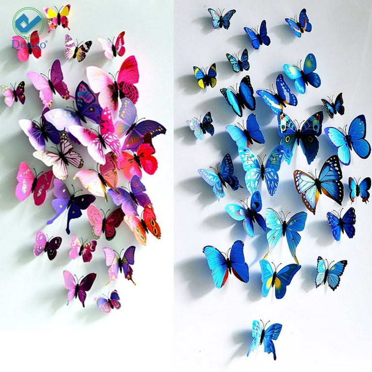 Deago 24PCS 3D Butterfly Wall Decals Removable Mural Stickers for