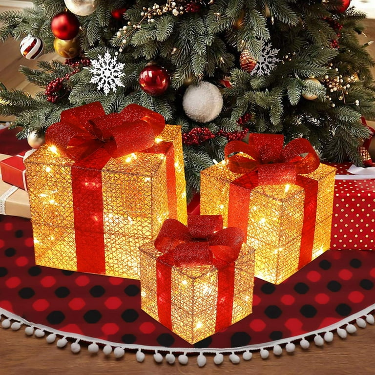 3pcs Christmas Gift Box Decoration For Christmas Tree Skirt Ornament Paper  Present Box New Year Party Accessories Mall Decor - Party & Holiday Diy  Decorations - AliExpress