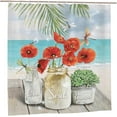 thumbnail image 3 of Beach Floral Shower Curtain Summer Relax Soak Unwind Flower Bathroom Decor Shower Curtains Fabric Polyester Waterproof with Plastic Hooks 72" X 72", 3 of 6