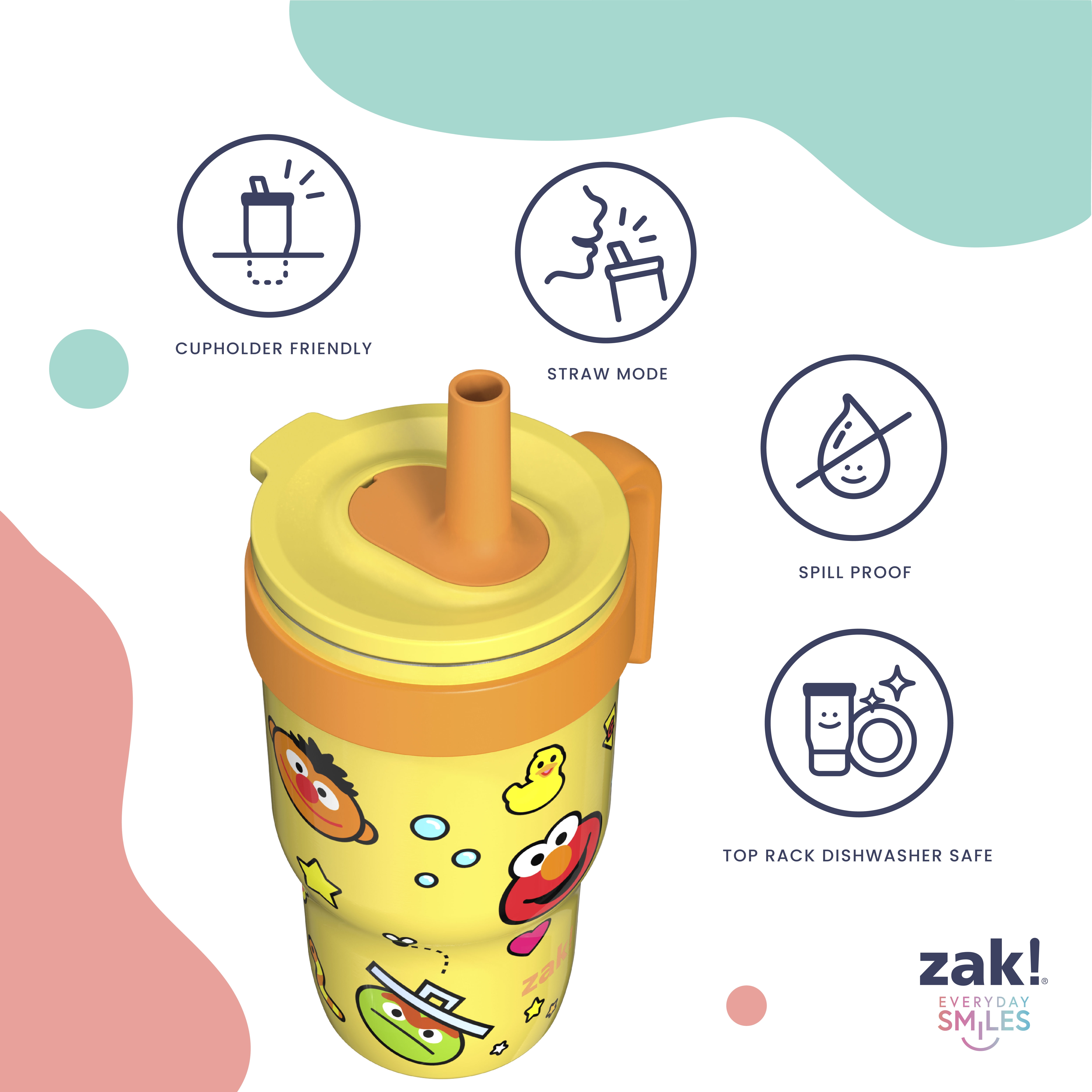 Zak Designs 10oz Sesame Street Kids Handle Tumbler, Stainless
