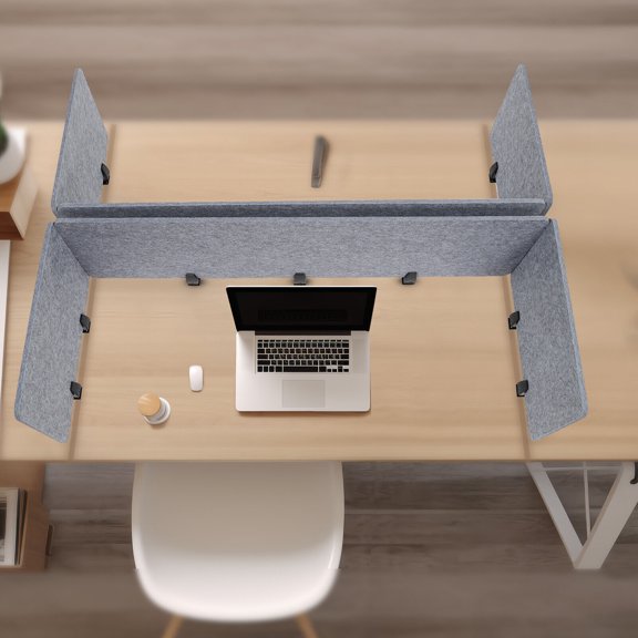 Desk Divider Privacy Screen, Adjustable Polyester Fiber Partition for Workstations, Easy Install with Stylish Gray Felt Texture
