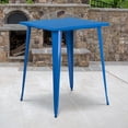 thumbnail image 3 of 31.5'' Square Blue Metal Indoor-Outdoor Bar Height Table, 3 of 4