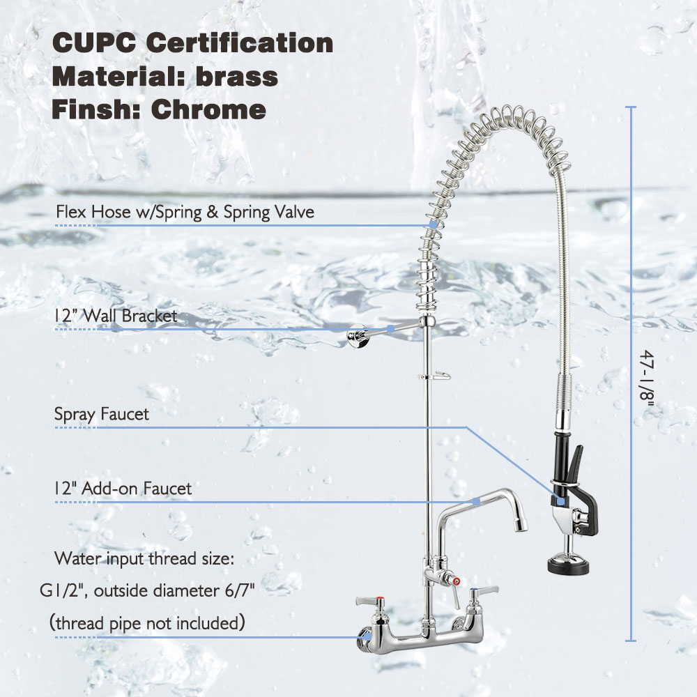 Aquaterior Pull Down Commercial Kitchen Faucet Pre Rinse Chromed W