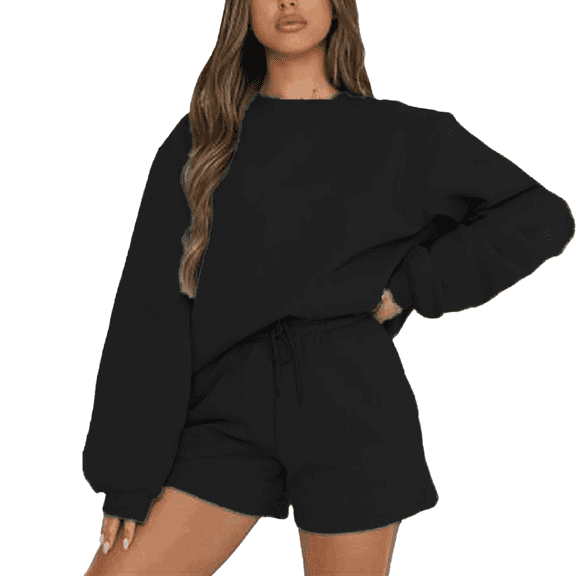 kamemir Hoodies for Women Womens Oversized Sweatshirts Pullover Casual Crewneck Long Sleeve Tops(Black,L)