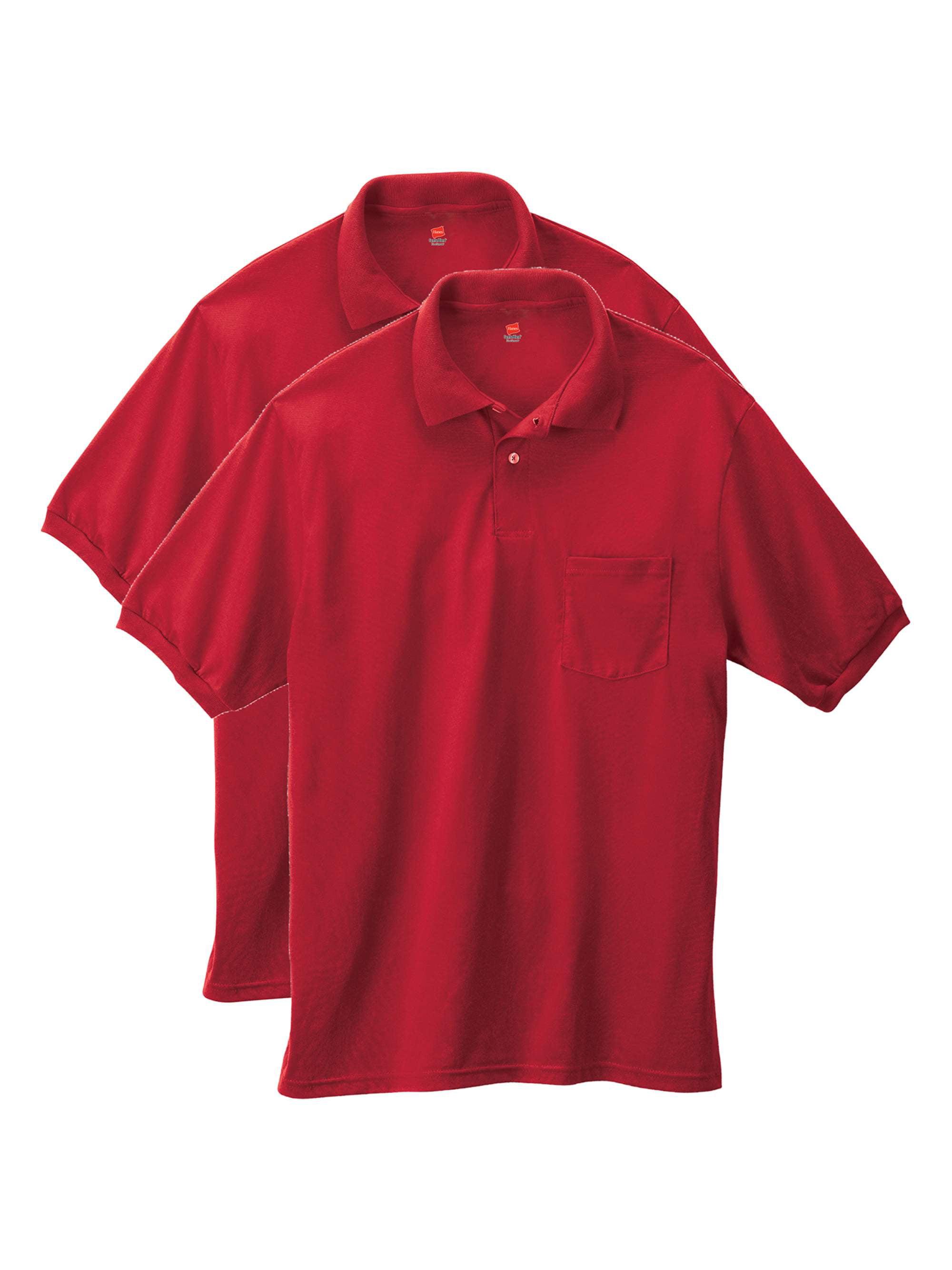 Hanes Men's Short Sleeve Jersey Pocket Polo Pack of 2