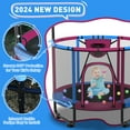 thumbnail image 4 of CITYLE Trampoline for Kids 600LBS 5.5FT Toddler Trampoline Indoor Outdoor with Basketball Hoop, Swing, Adjustable Bar, 66'' Mini Small Trampoline with Enclosure, Gifts for Toddlers, Boys & Girls, 4 of 7
