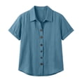 thumbnail image 7 of JYnXIANTI Summer Tops for Women Breathable Button Down Shirts Comfort Soft Lapel Blouses Casual Beach Travel Tshirt Outfits, 7 of 7