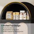 thumbnail image 5 of 71" Tall Arched Kitchen Pantry Storage Cabinet with Rattan Doors,Wood Pantry Cabinet with 2 Drawers and 6 Shelves for Dining Room, Living Room,Black, 5 of 14