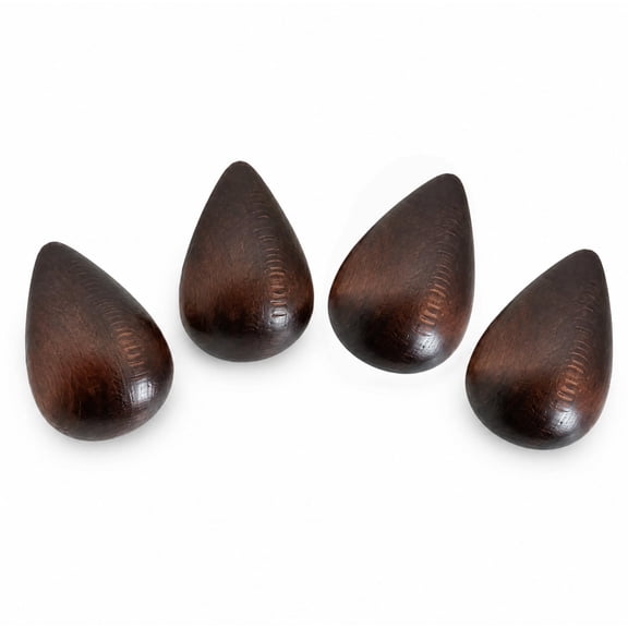 Sesiiduo 4-Pack Wooden Wall Hooks, Self-Adhesive Towel Hooks, No-Drill Heavy Duty Coat Hooks for Bathroom, Kitchen, Bedroom, Walnut