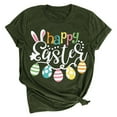 thumbnail image 2 of EQWLJWE Women's Happy Easter Day T Shirt Bunny Eggs Graphic Tee Casual Crew Neck Short Sleeve Cute Easter Holiday Top for Church School Work Army Green(S-3Xl), 2 of 3