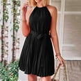 thumbnail image 5 of Sngxgn Women's Ruffle Hem Sleeveless Tank Dress Round Neck Casual Summer Mini Dresses(Black,L), 5 of 9