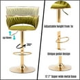 thumbnail image 4 of LukeAlon Velvet Adjustable Barstools Set of 2, Modern 360° Swivel Counter Stools with Golden Base Upholstered Open Back Tall Bar Chairs with Footrest for Home Kitchen, Green, 4 of 8