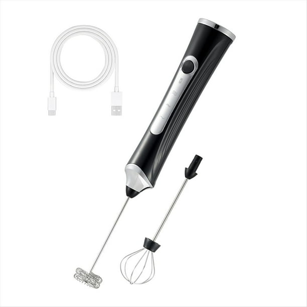 Eléctrico Portátil con 2 Cabezales, Batidor de Café y Espumador Recargable por USB de 3 Velocidades, Licuadora para Hacer Espuma A