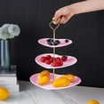 thumbnail image 2 of 2 Pcs of 3-Tier Heart-Shaped Dessert Stand, Apricot Tiered Tray with Gold Accents, Zinc Alloy Support, Great for Pastries, Fruits, and Snacks, Suitable for Valentine's Day, Weddings, and Parties, 2 of 5