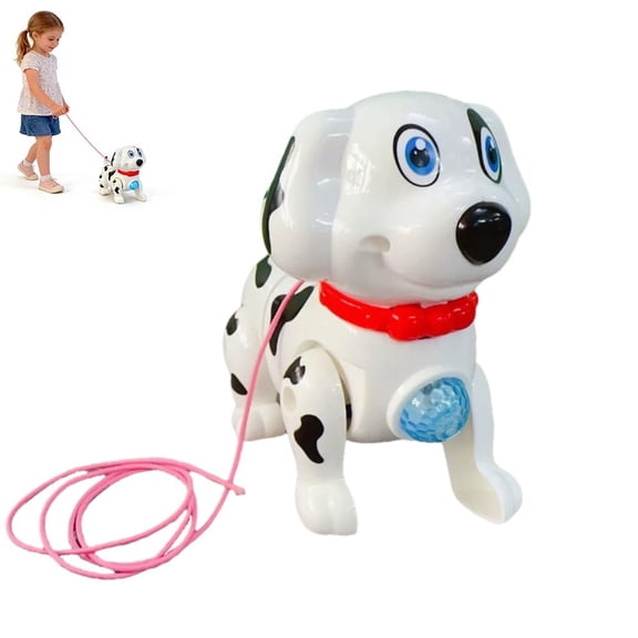 Electric Dalmatian Toys, Walking Dog Barking Toy with Music and Light, Interactive Puppy Walk Along with Leash, Wagging Tail Shaking Head, Robot Plush Stuffed Animal Puppy for Kid
