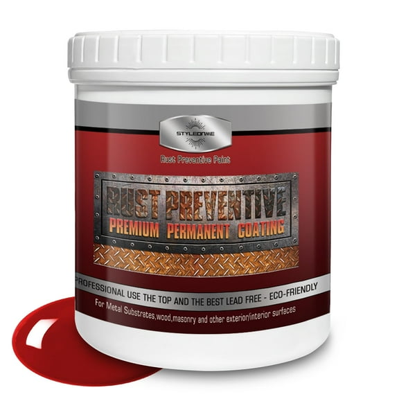 Water-Based Metallic Anti-Rust Paint, High-Gloss Red 32 Fl Oz - Metal Primer & Preventive Coating, Rust & Corrosion Protection