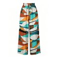 thumbnail image 4 of Zormilly Boho Pants for Women Elastic High Waisted Flowy Wide Leg Pants with Pockets Printed Loose Straight Leg Pants, S-2XL, 4 of 6