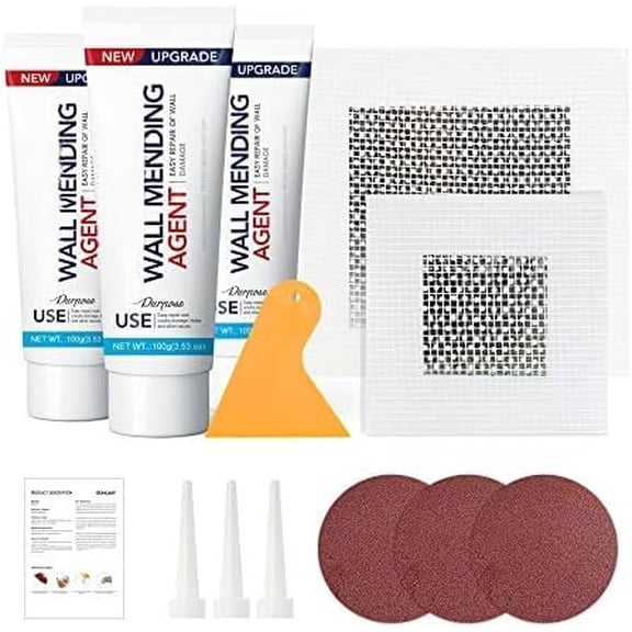 Drywall Repair Kit, Spackle Wall Repair Kit, 3 Pack Wall Mending Agent Putty, Wall Repair Paste Plaster for Wall Crack/ Hole, Wall Hole Filler with 2inch 4inch Wall Patch