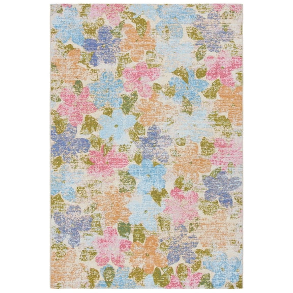SAFAVIEH Summer Alys Floral Indoor/Outdoor Area Rug, Blue/Pink, 9' x 12'