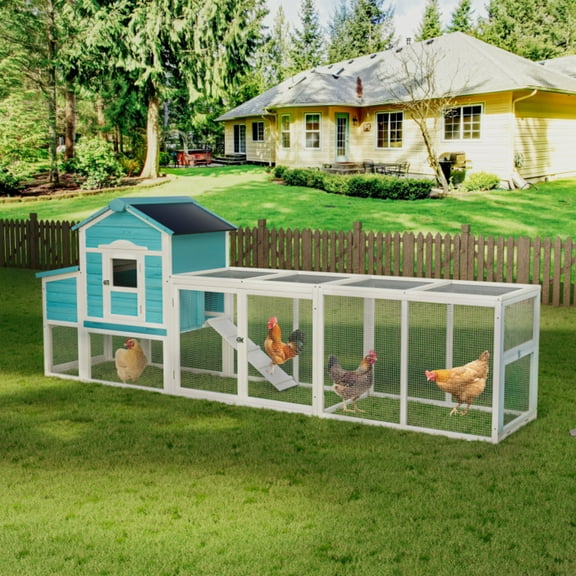 Wooden Chicken Coop with Nesting Box Free-Range Door All-Weather Asphalt Roof Sliding Tray Easy Cleaning Large Outdoor Poultry Cage for Chickens Ducks and Small Animals