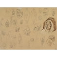 thumbnail image 2 of Eugène Delacroix 14x11 Gold Ornate Wood Frame and Double Matted Museum Art Print Titled - Studies of Arab Heads and Figures (After 1832), 2 of 4