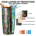 thumbnail image 7 of Colored Flowers Black 20oz Tumbler Stainless Steel Double Wall Vacuum Insulated Coffee Mug Travel Cups for Wife Mom Daughter Sister Friend Coworker, Metal Straws and Brush, 7 of 7