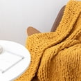 thumbnail image 4 of Yuarrent Manta de punto grueso acogedora y elegante, manta cálida tejida a mano, elegante, fácil de mantener Juegos de cama cúrcuma, 4 of 6