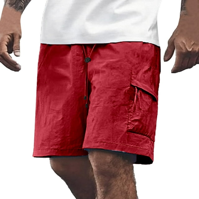 Men's European Solid Color Sunscreen Sports Shorts - Sweat-Wicking Breathable Quick Drying with Pockets