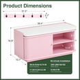 thumbnail image 2 of AIUUCS Hall Tree with Bench and Shoe Storage, Entryway Bench with Sliding Door Cabinet, Removable Padded, Metal Wall Hooks and Adjustable Storage Compartments, for Entry, Hallway, Living Room, Pink, 2 of 9