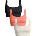 thumbnail image 1 of SURJDE Women's 3 Piece Medium Support Tank Top Ribbed Seamless Removable Cups Workout Exercise Sport Bra, 1 of 3
