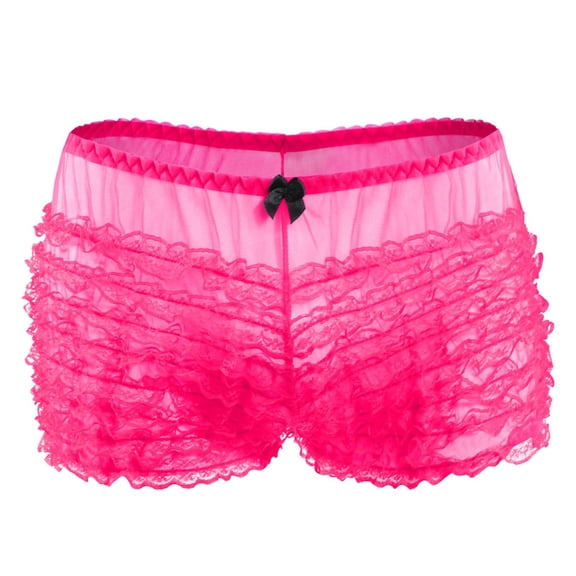 Women's Boyshorts Ruffled Bloomers Lace Panties Sheer Floral Cute Lace Shorts Dance Underwear Women Underwear Pack One Size