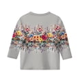 thumbnail image 3 of Iaqnaocc Shirts for Kids Girls Size 8 3/4 Sleeve Cute Western Ethnic Style Pullover Tops Girls Fashion Crew Neck Shirts Basic Casual Gifts for Teen Girls Gray 8-9 Years, 3 of 4