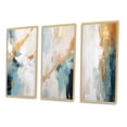 thumbnail image 3 of Designart "Vintage Solitude Abstract in Vintage Blue II" Abstract Painting Framed Wall Art Set Of 3 - White Modern Frame Gallery Wall Set For Home Decor, 3 of 6