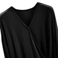 thumbnail image 5 of Lovskoo 2024 Women's 2 Piece Lounge Sets 2023 Long Sleeve Tie Front V Neck Wrap Top and Wide Leg Pants Casual Outfits Sets Sleepwear Loungewear Black Free Size, 5 of 9