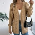 thumbnail image 4 of Tawop Womens Cardigans Autumn Casual Solid Colour Skeleton Long Sleeve Sweater Cardigan Tops Khaki L, 4 of 7