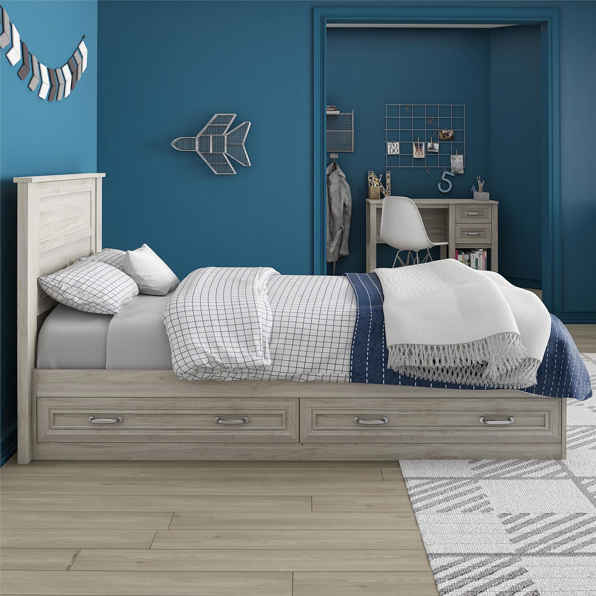 Little Seeds Sierra Ridge Levi Twin Bed with Storage & Twin Headboard