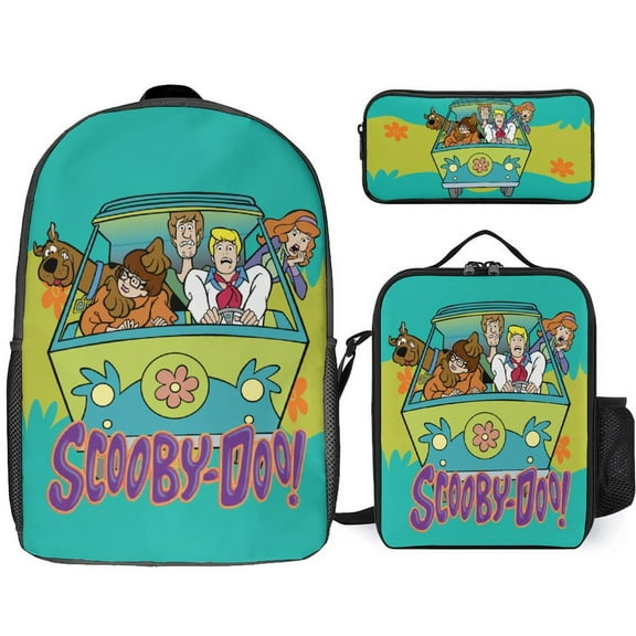 3PCS Casual Scooby-doo Backpack Set With Insulated Lunch Box and Pencil Case For Travel Work Camping